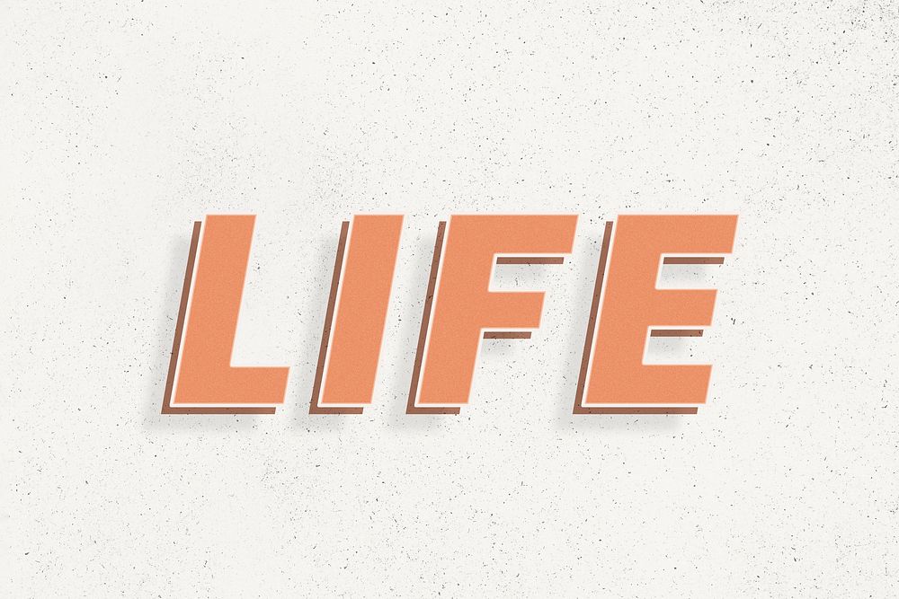 Bold text life word retro font lettering