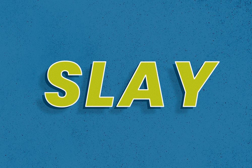 Slay word 3d bold effect retro lettering