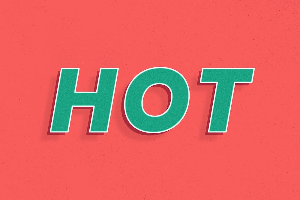 Retro hot word bold text typography 3d effect
