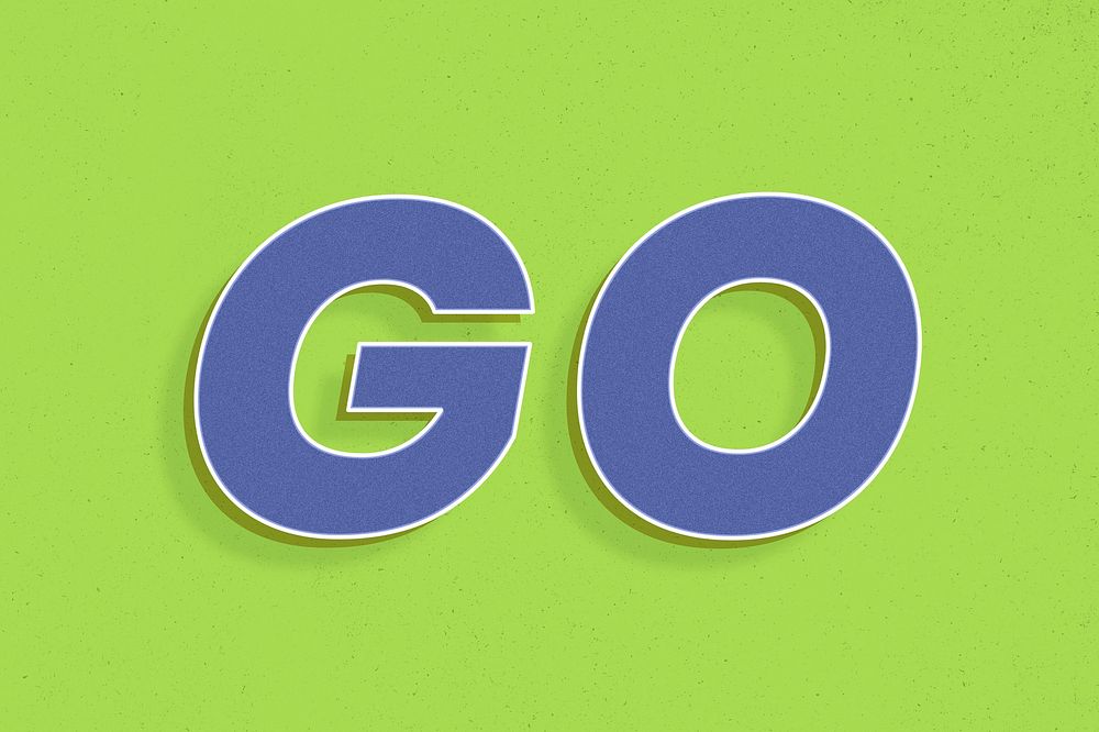 Go word retro 3d effect typography lettering