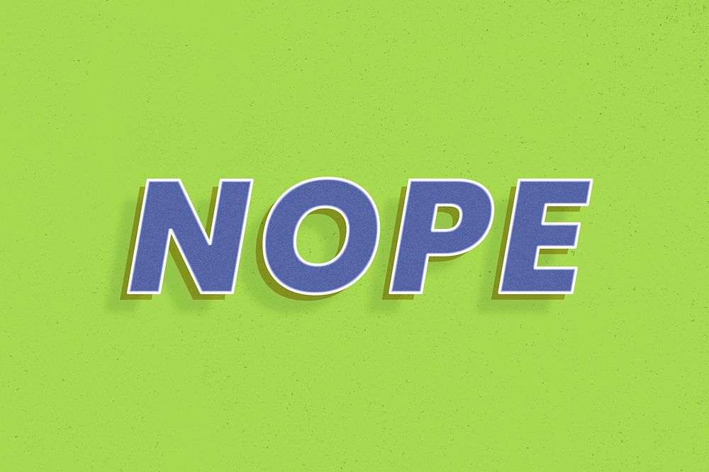 Retro nope word bold text typography 3d effect