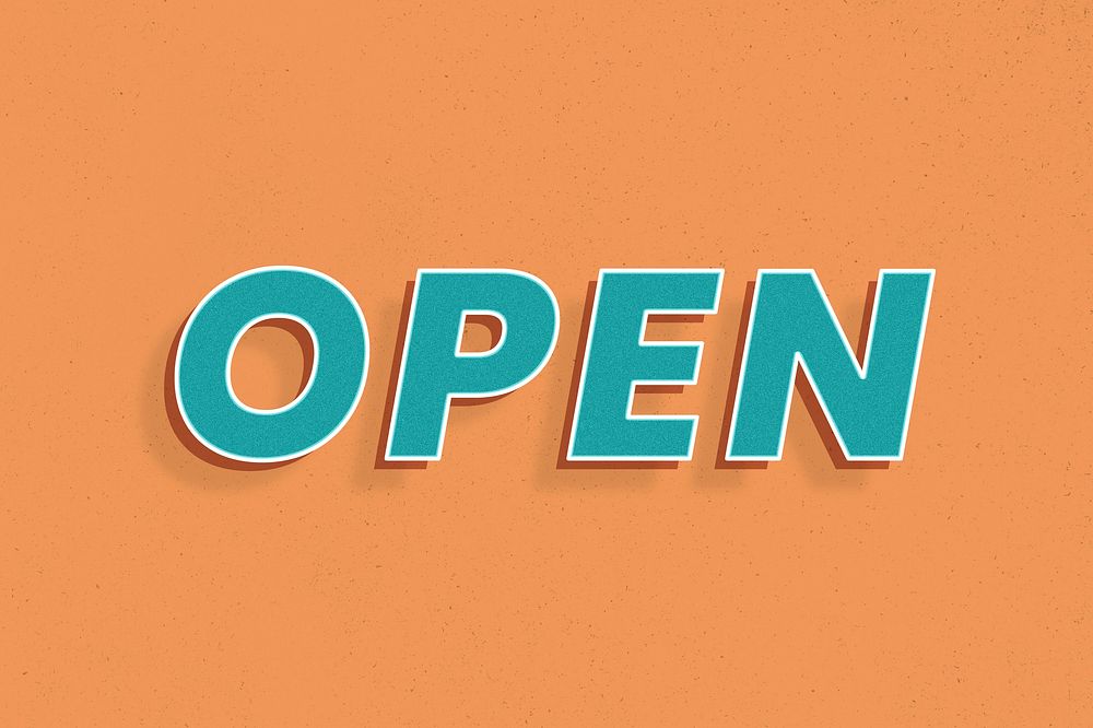 Open word retro 3d effect typography lettering