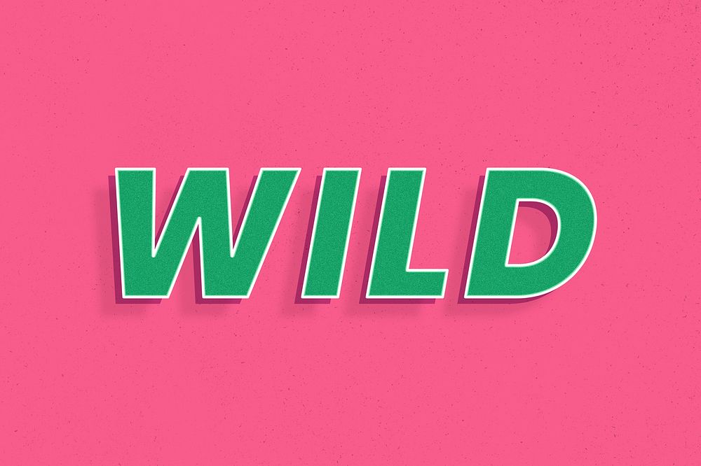 Wild word retro 3d effect typography lettering