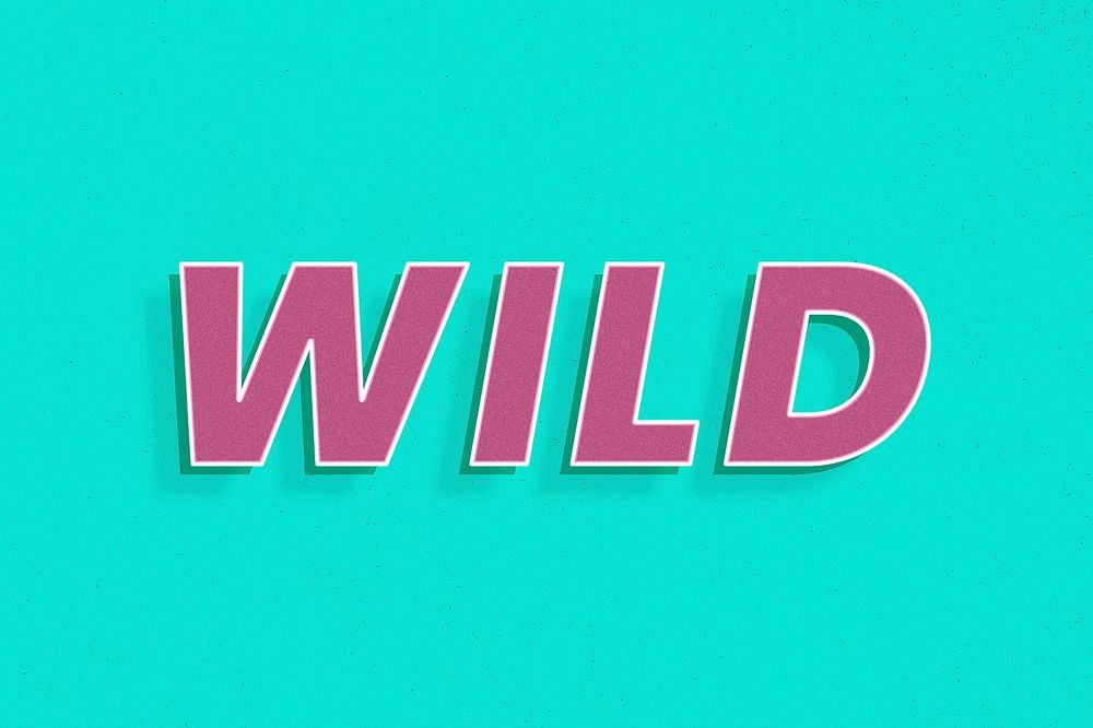Wild word retro 3d effect typography lettering