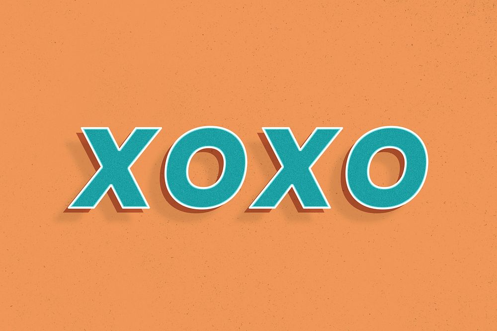 XOXO lettering retro 3d effect typography