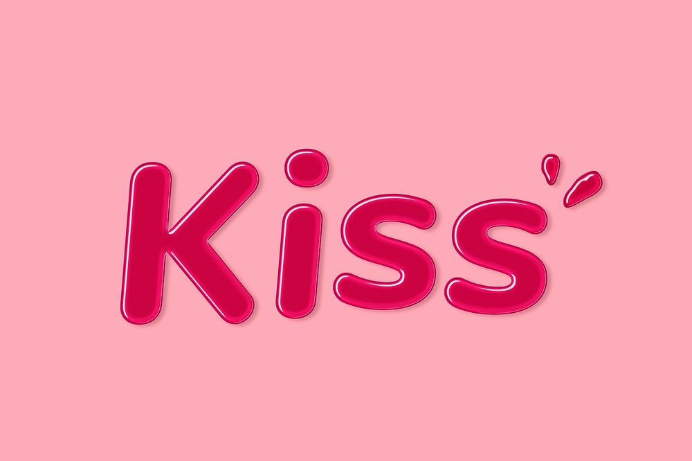 Jelly embossed typography kiss word