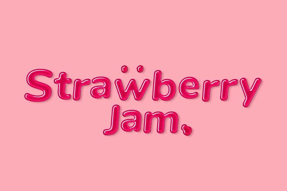 Jelly embossed typography strawberry jam word