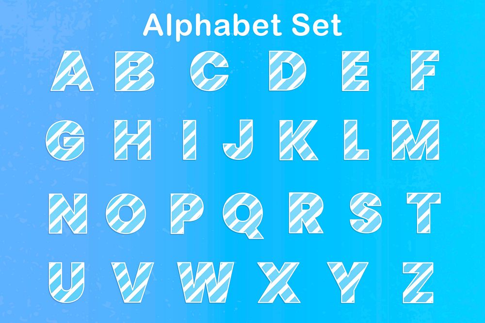 Gradient striped A-Z alphabet psd set candy cane letters