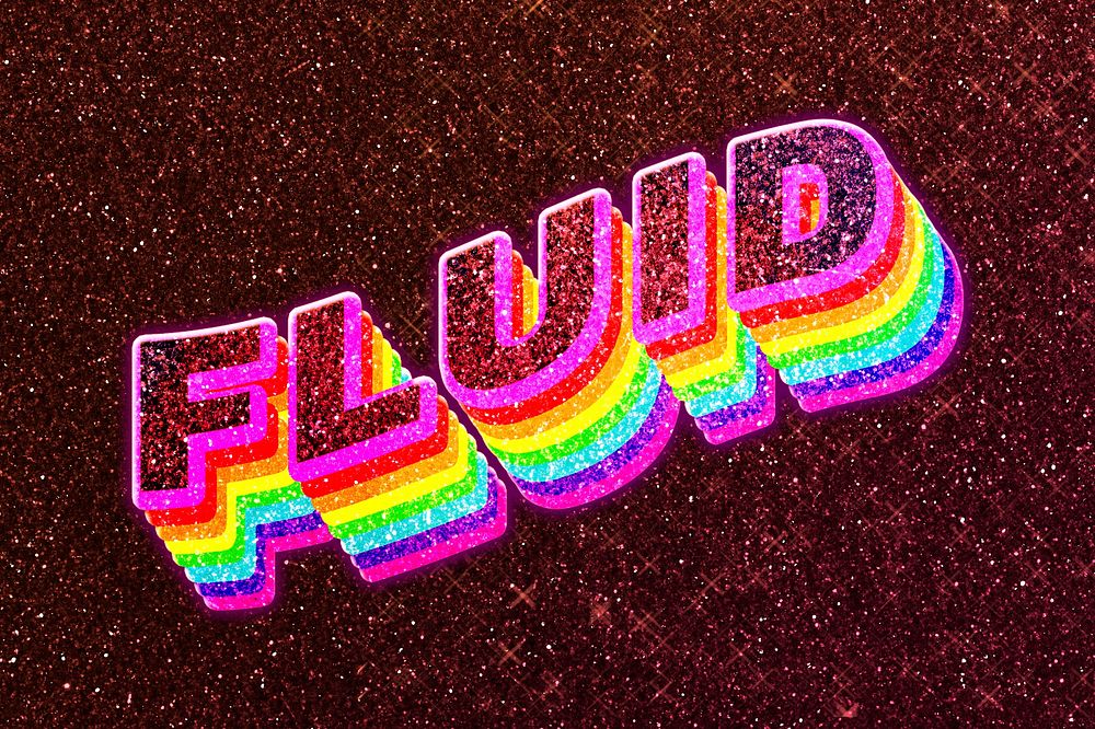 Fluid word 3d effect typeface rainbow lgbt pattern
