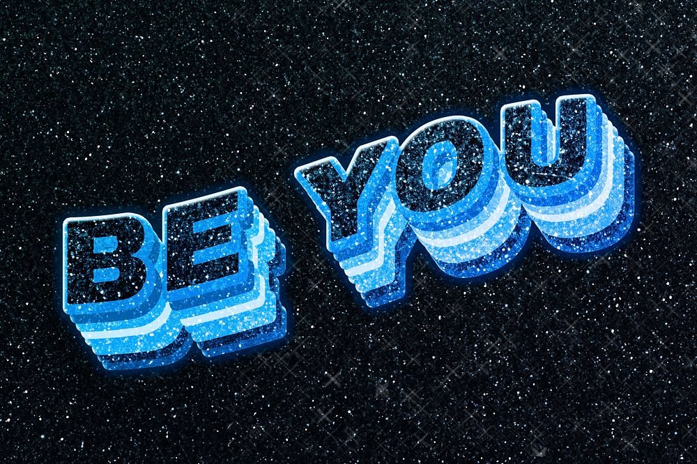 Be you word 3d effect typeface sparkle glitter texture
