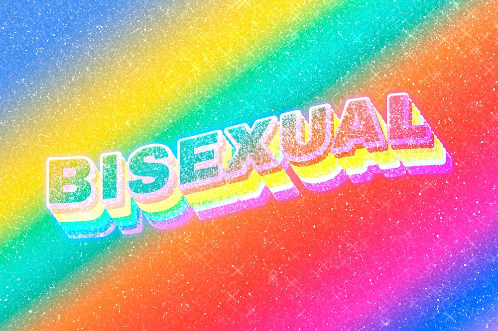Bisexual word 3d vintage typography rainbow gradient texture