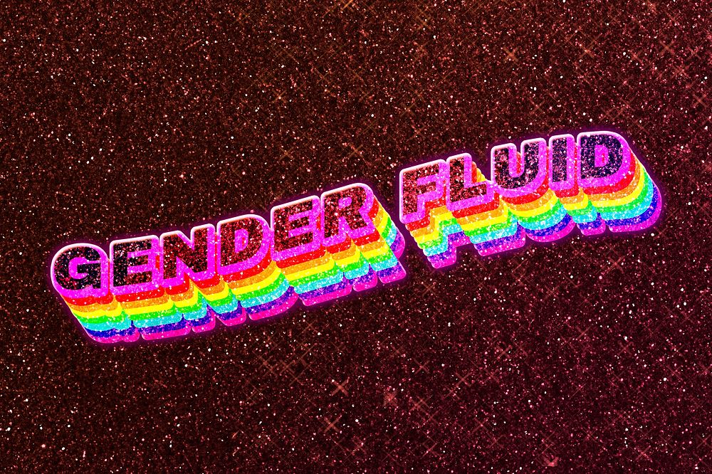 Gender fluid word 3d effect typeface rainbow lgbt pattern