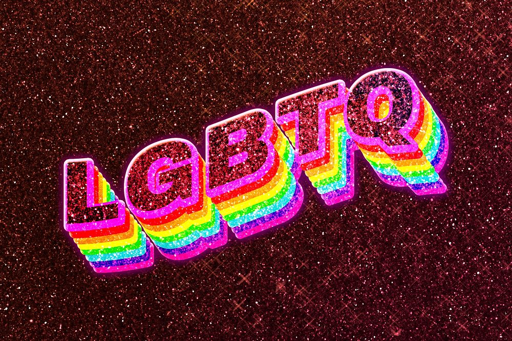 Lgbtq word 3d vintage typography wavy rainbow