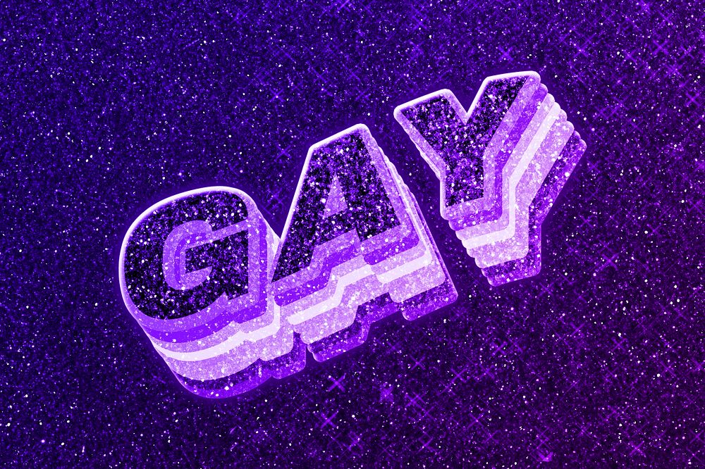 Gay text 3d retro word art glitter texture