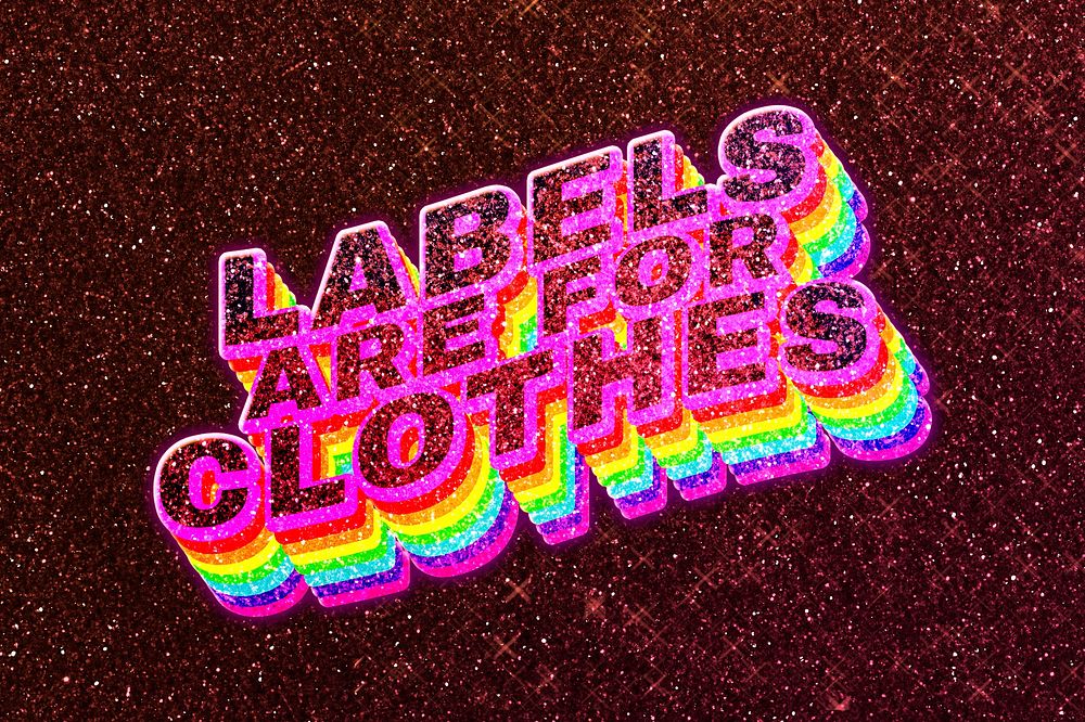 Labels are for clothes word 3d vintage typography wavy rainbow