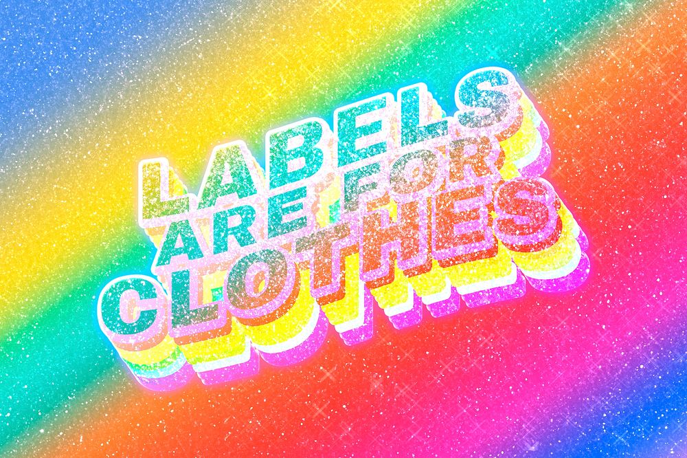 Labels are for clothes word 3d effect typeface rainbow gradient