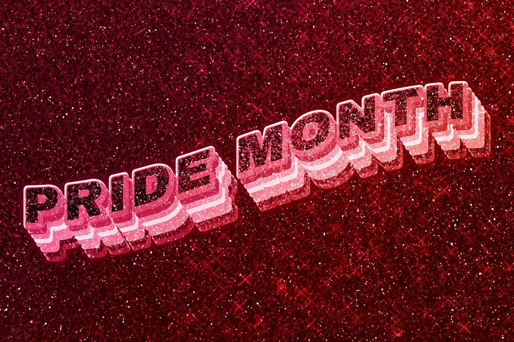 Pride month word 3d effect typeface glowing font