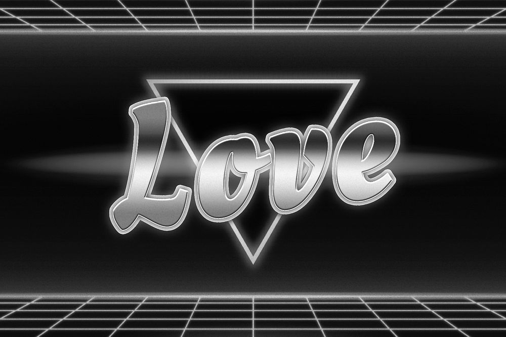 Retro 80s love text grid lines