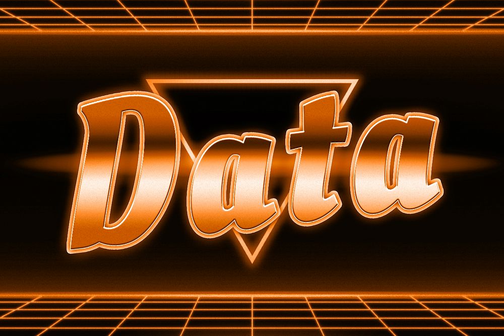 Neon 80s data word grid typography