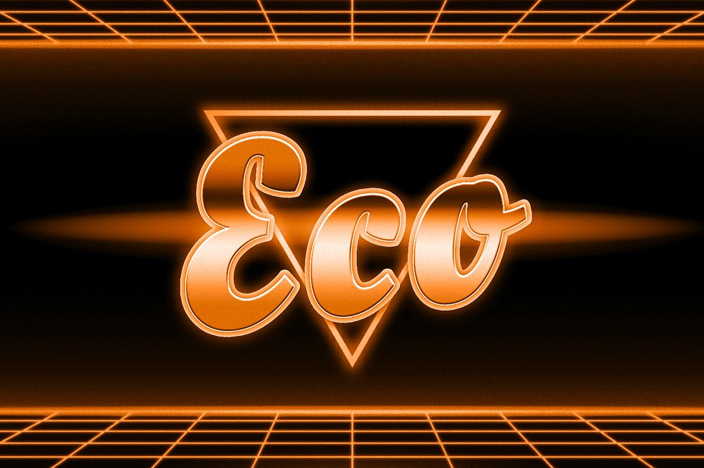 Neon orange eco word typography