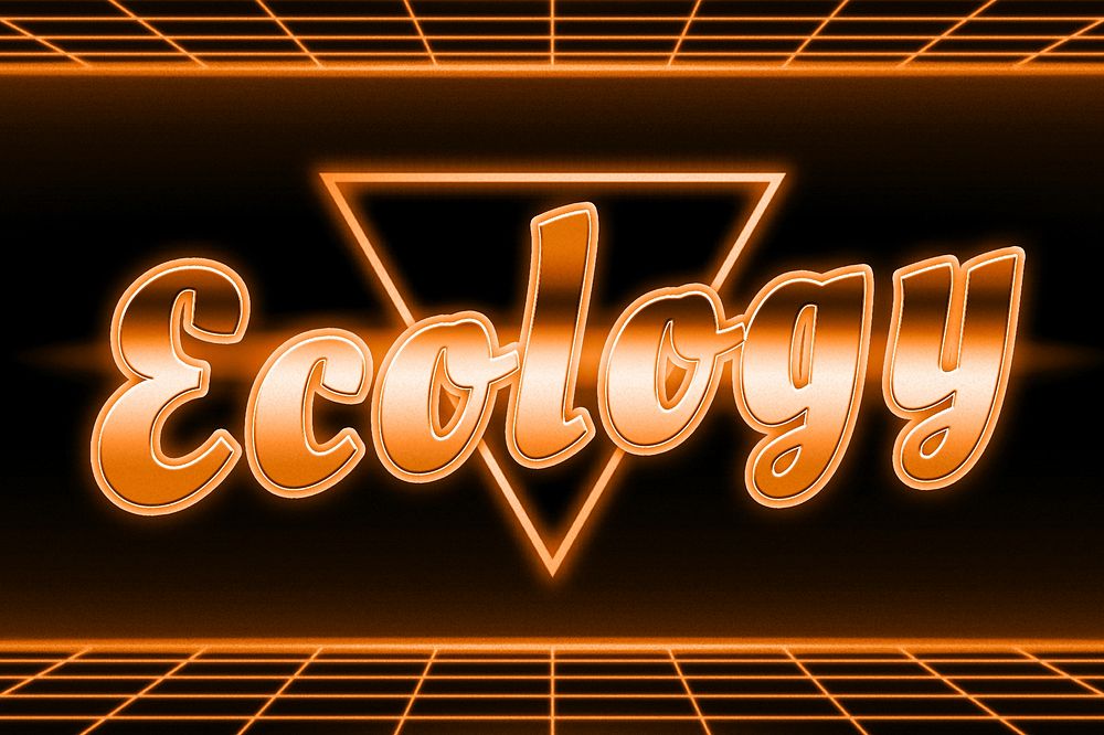 Orange futuristic ecology neon typography