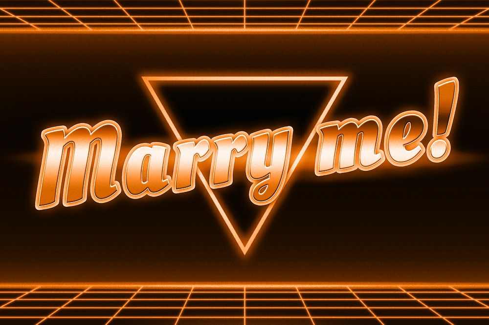 Marry me neon orange typography grid pattern