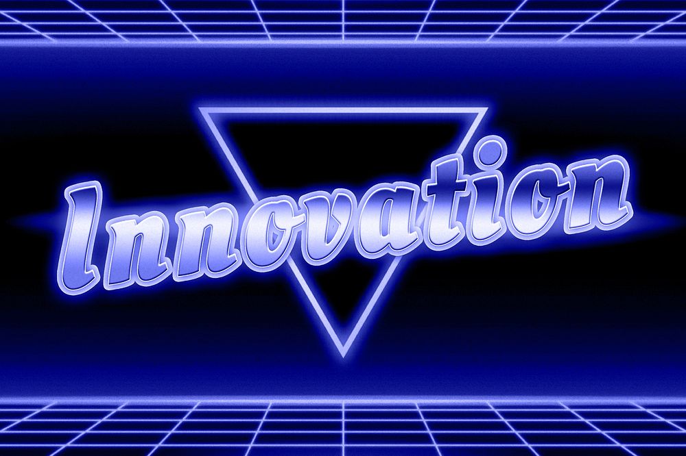 Neon grid futuristic innovationtext typography