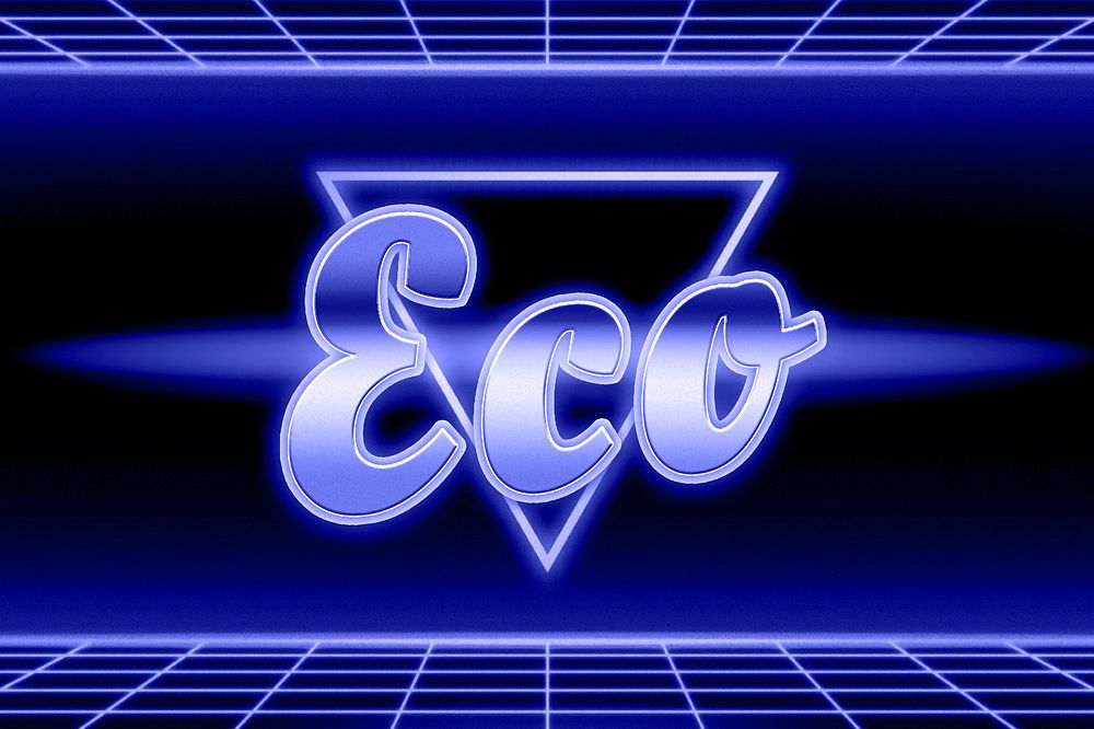 80s retro neon eco word typography