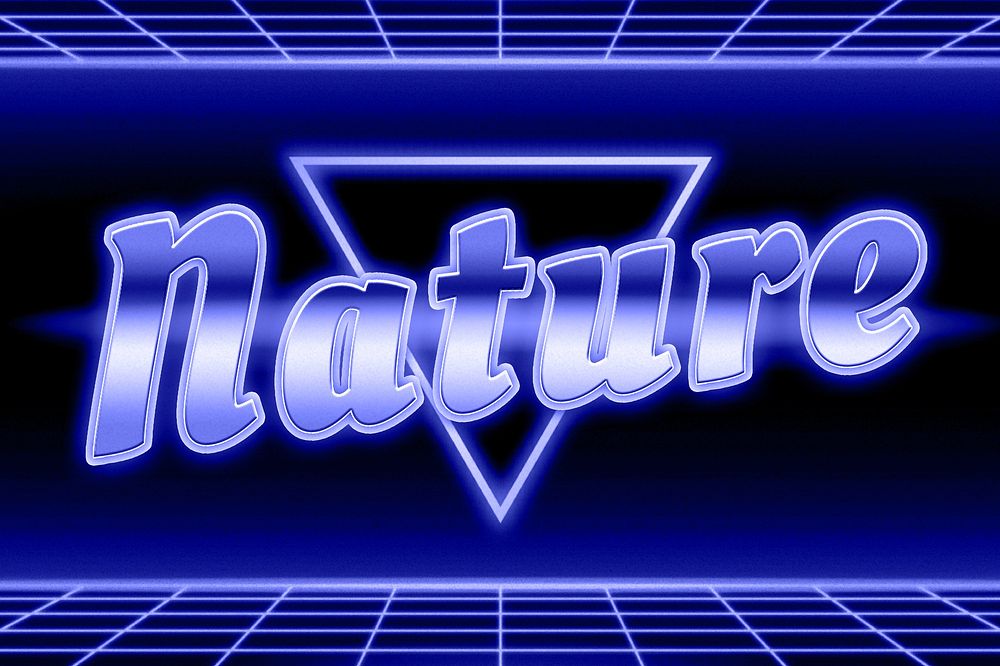 Blue neon nature text typography
