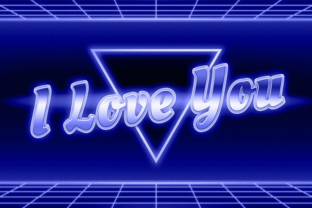 I love you neon grid message typography