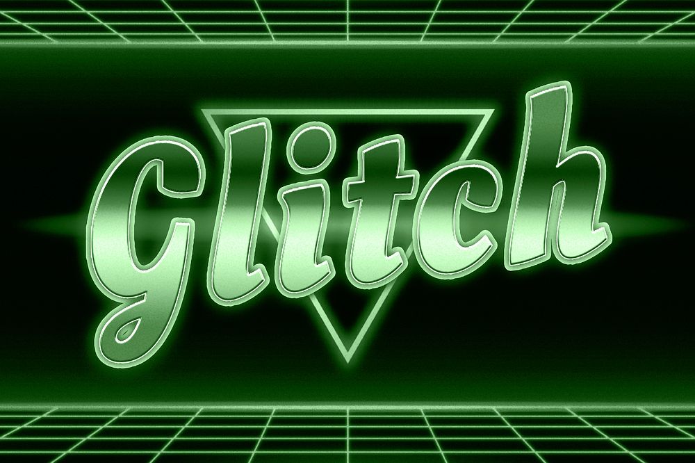 Neon green glitch word grid font