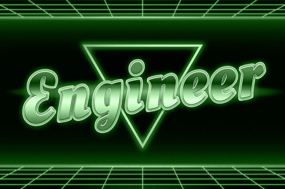 Futuristic engineer text neon typography