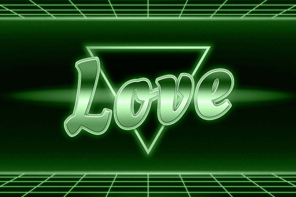 80s love green word grid lines