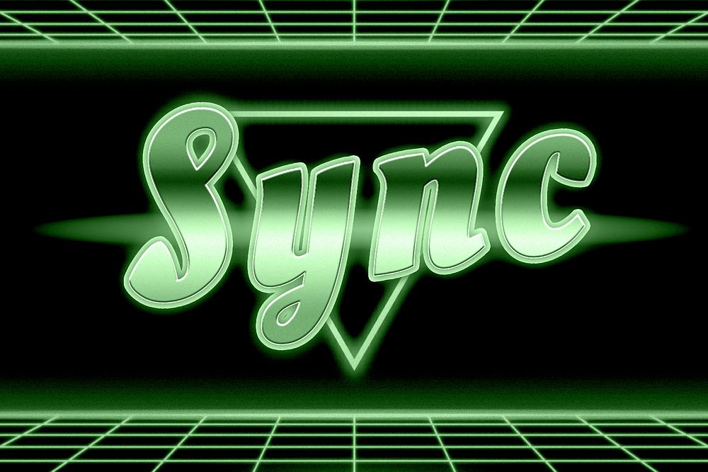 Monochrome futuristic sync text neon typography
