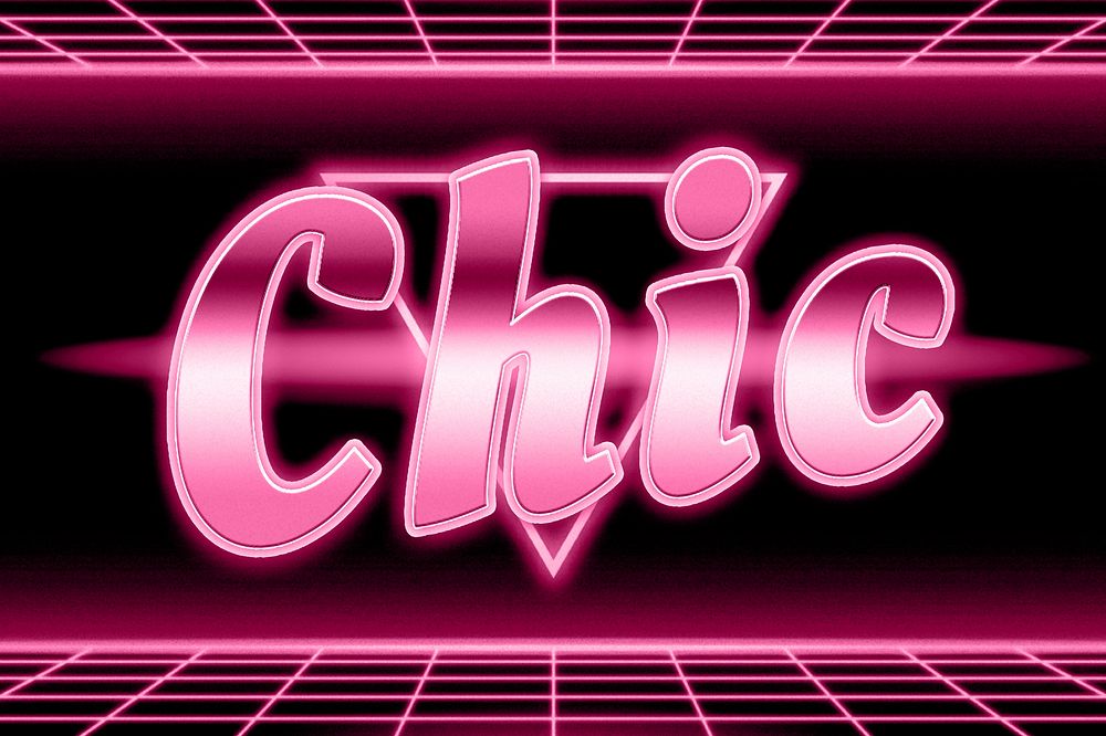 Retro chic text neon typography grid pattern