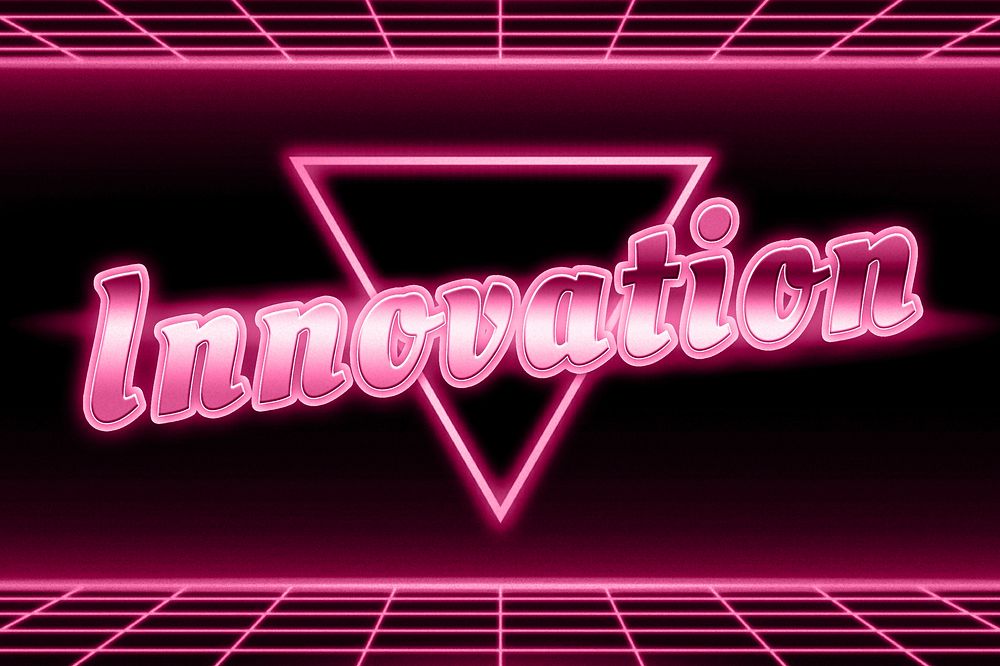 Pink futuristic innovation neon text typography