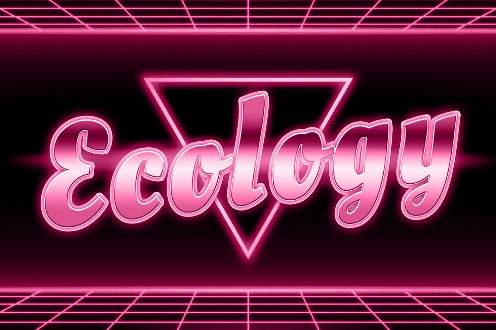 Futuristic ecology neon pink typography