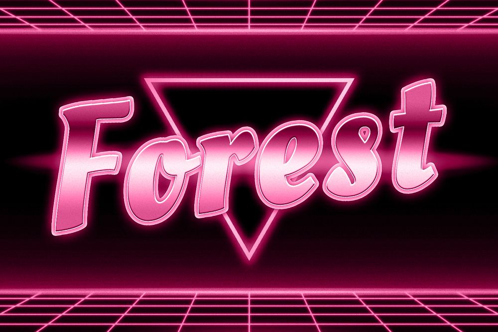 Monochrome futuristic forest text neon typography