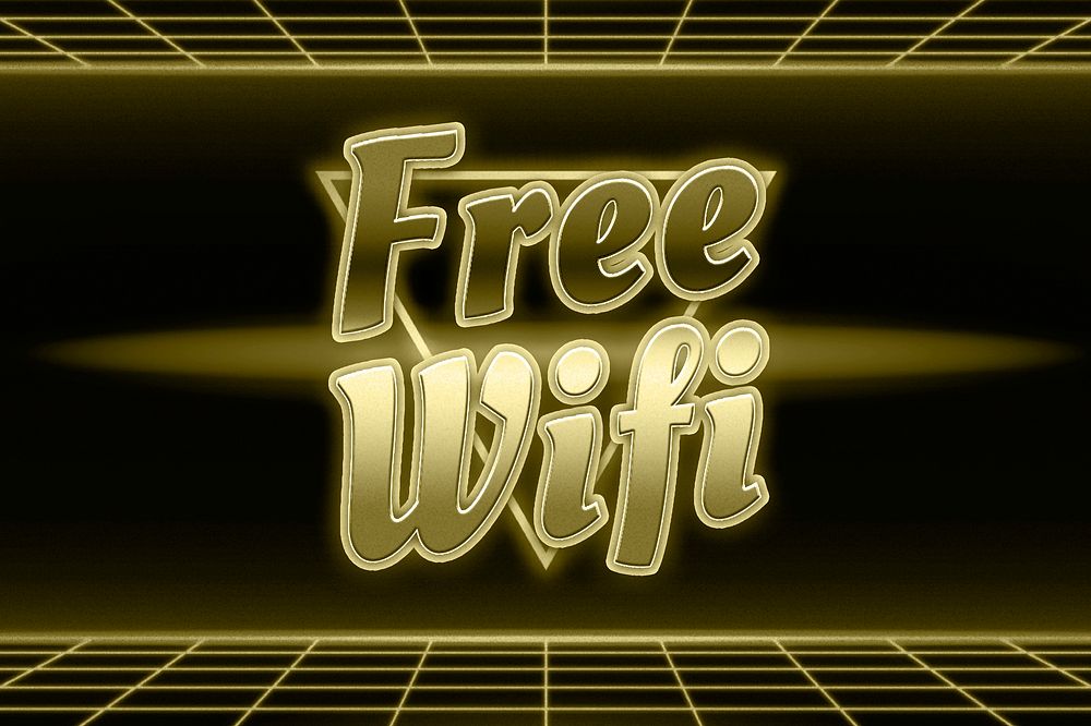 Neon free wifi word grid typography