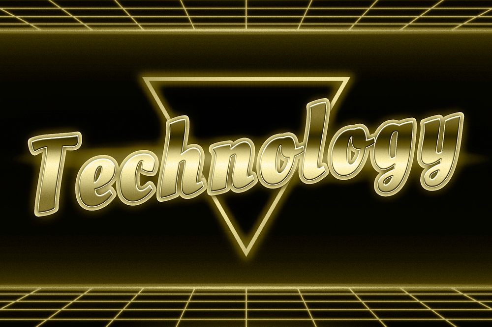 Futuristic gold technology word typography