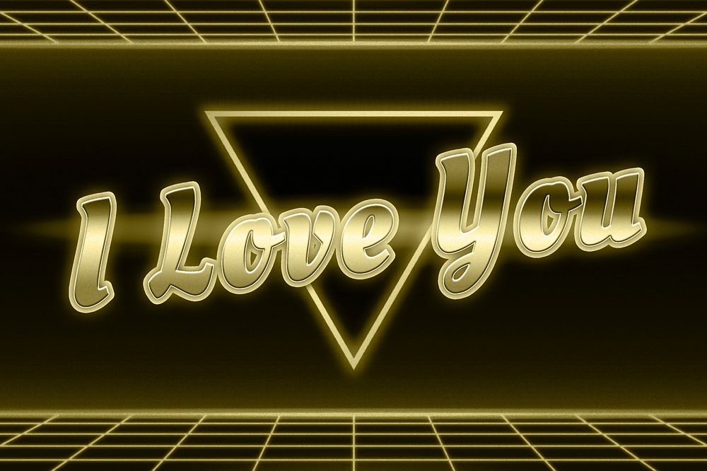 I love you neon grid message typography