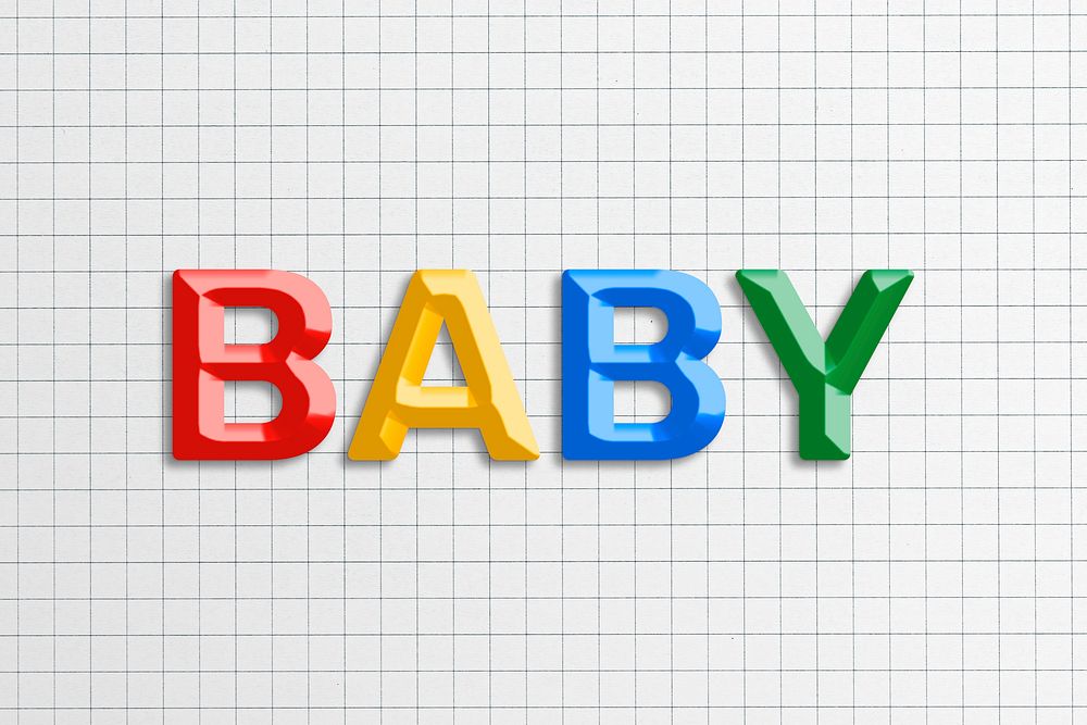 Baby text word 3d colorful font typography