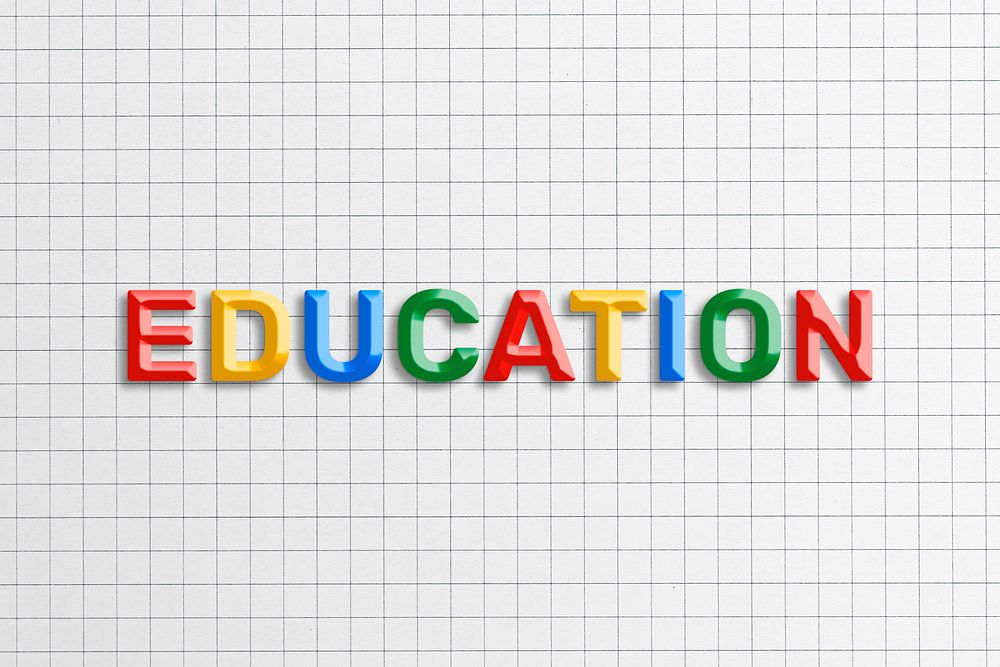 Education text word 3d colorful font typography