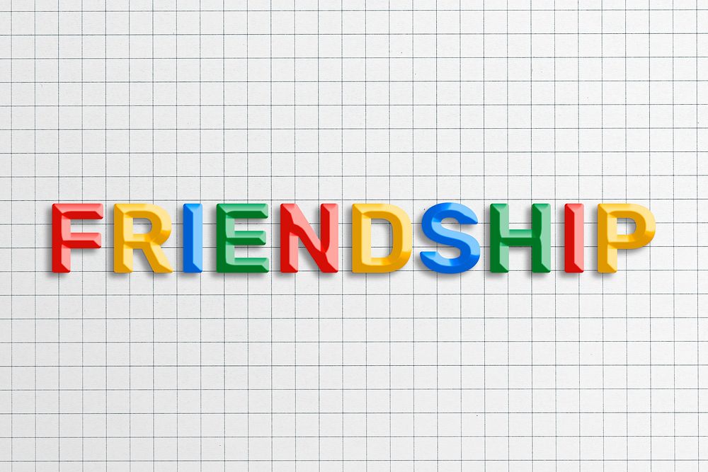 Friendship text 3d effect colorful lettering