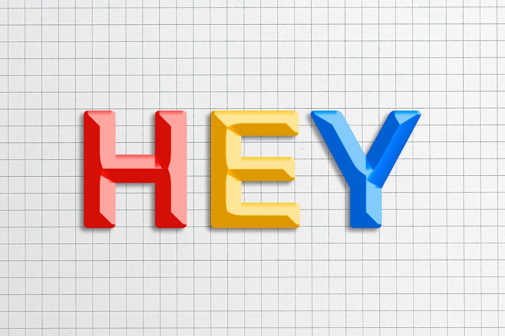 3d font hey text colorful word typography