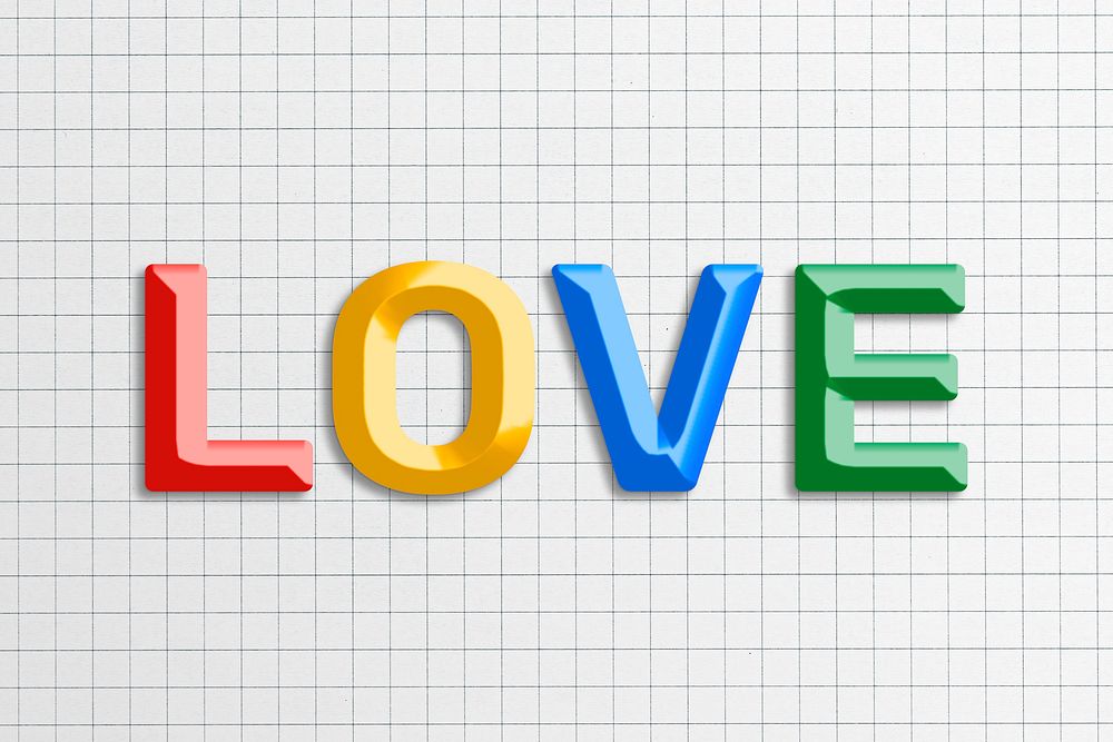 Love word 3d effect colorful lettering
