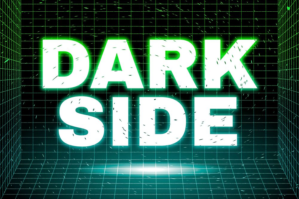 Dark neon grid dark side futuristic bold font