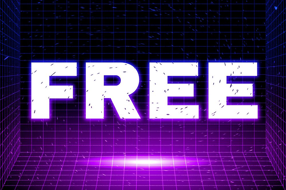 Neon free futuristic grid style text typography