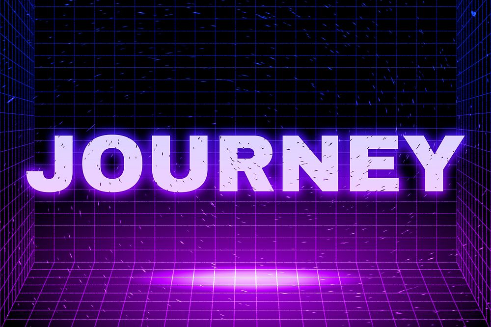 Synthwave futuristic neon journey text typography