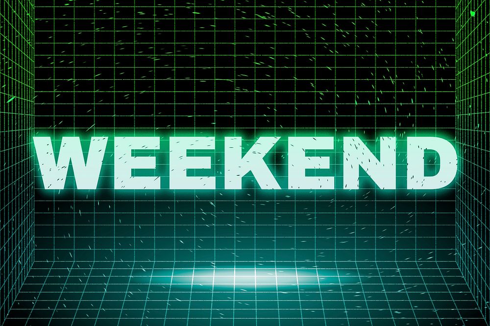 Futuristic synthwave weekend text typography